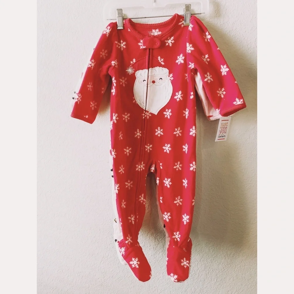 Carter’s Christmas Long Sleeve Footed Pajamas 12 M